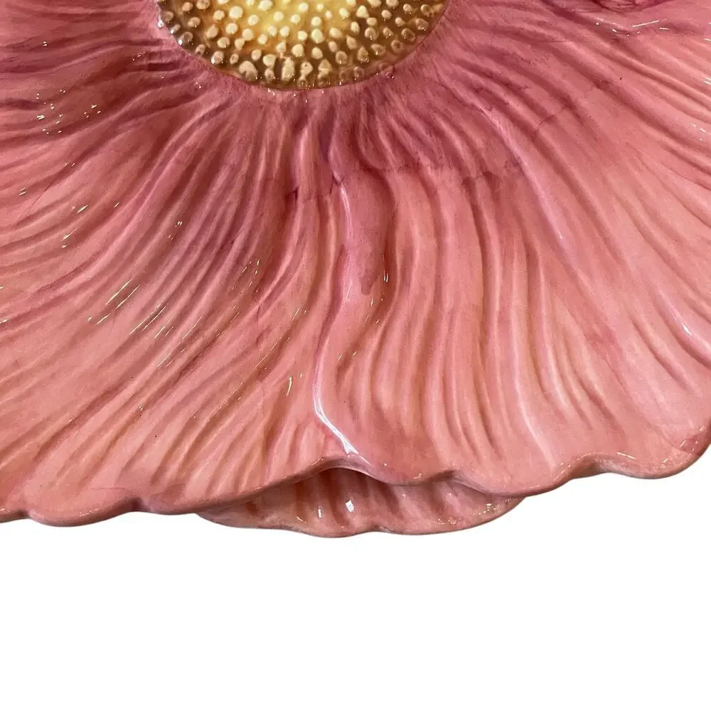 Maxcera Pink Floral Ceramic Dinner Plates 10in Set of 4 Spring New